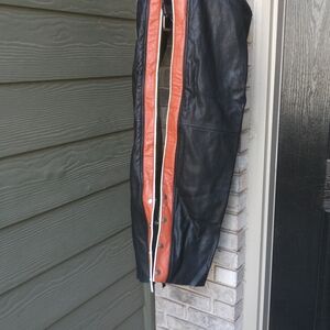 DREAM APPAREL LEATHER ORANGE SIDE MOTORCYCLE CHAPS